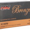 PMC Ammunition Bronze Brass .32 ACP 71-Grain 50-Rounds FMJ