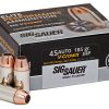 SIG SAUER ELITE V-CROWN 45ACP 185GR JACKETED HOLLOW POINT (JHP) 50 ROUNDS PER BOX