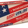 Winchester USA Valor Brass 9mm 124-Grain 200-Rounds FMJ